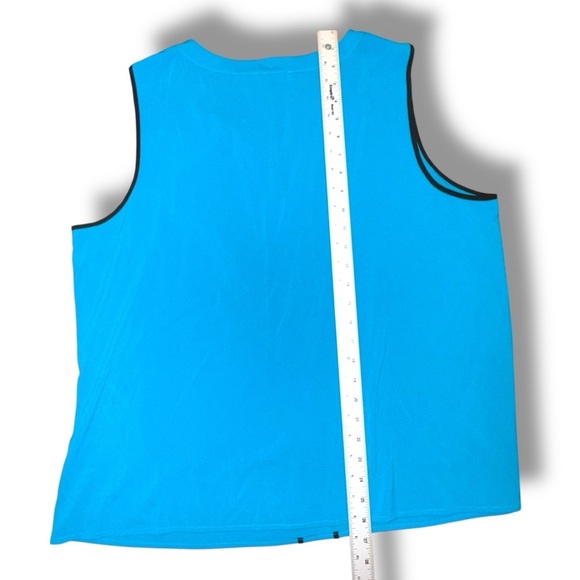 CALVIN KLEIN Split V-Neck Trim Sleeveless Top Tank - Teal Plus 1X - Picture 11 of 12